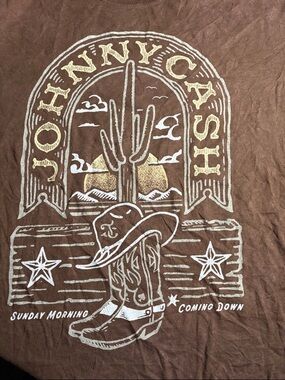 Johnny Cash Graphic Short Sleeve Tee - Brown
